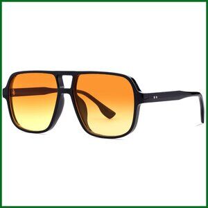 Retro Square Aviator Sunglasses Vintage 70s Style Plastic Frame Gradient Lens